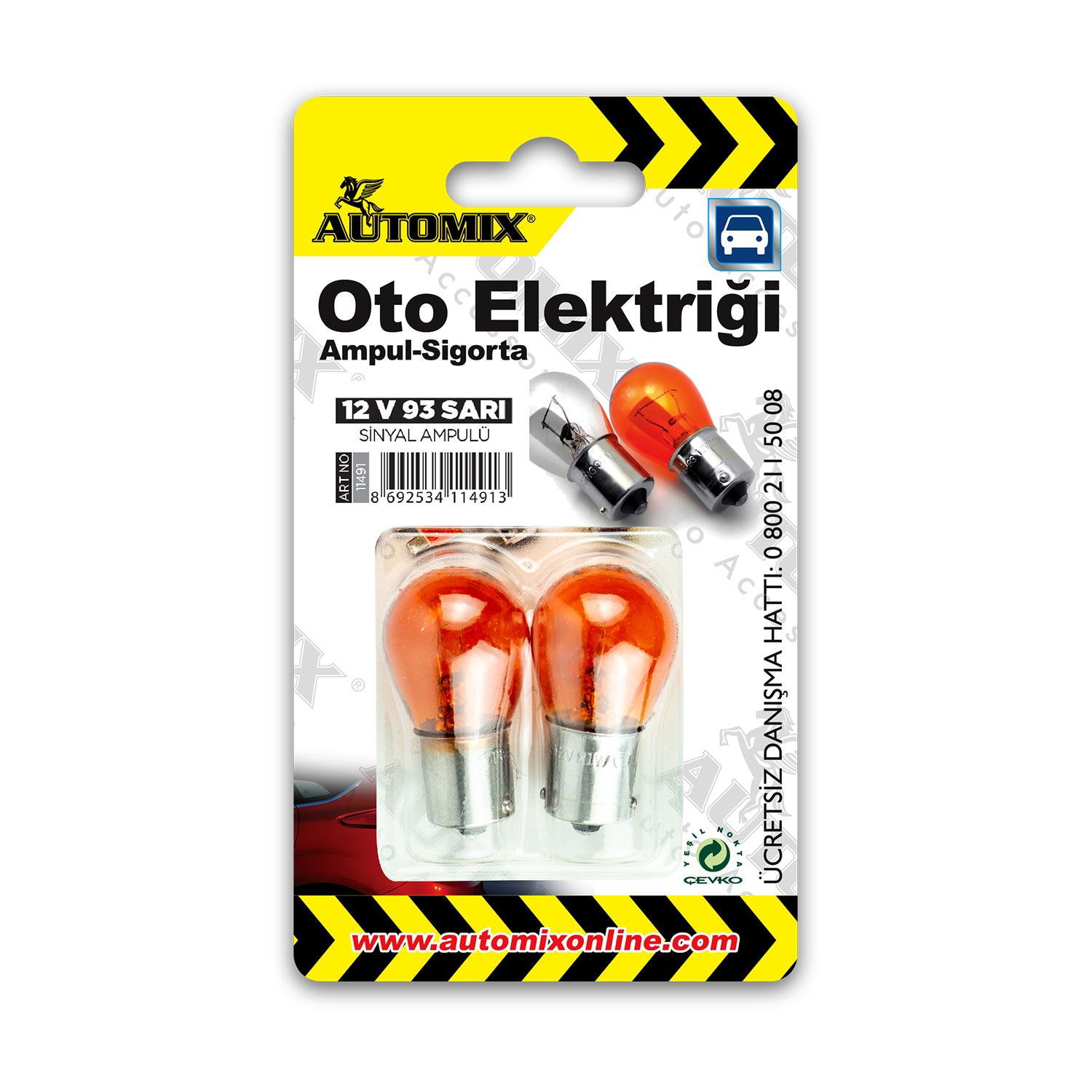 AUTOMIX 12 V 93 SARI AMPUL SETI (2 AD.)